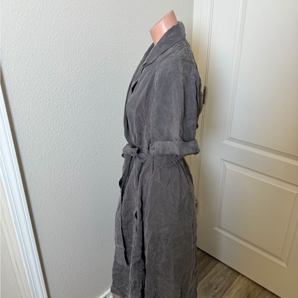 Club Monaco Satin 100% Cupro Trench Midi Dress Sz 6 - Picture 3 of 6